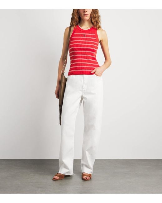 Sandro Red Knit Stripe Tank Top