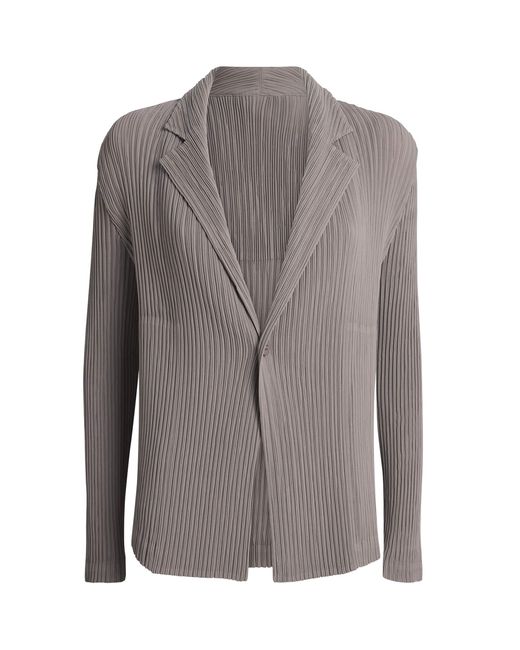 Issey Miyake Gray Hatching Pleats Blazer