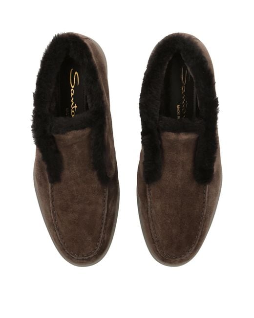 Santoni Brown Suede Fortune Ankle Boots