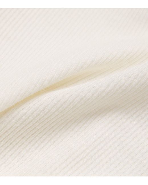 Skims White Cotton Ribbed Cropped Tank Top