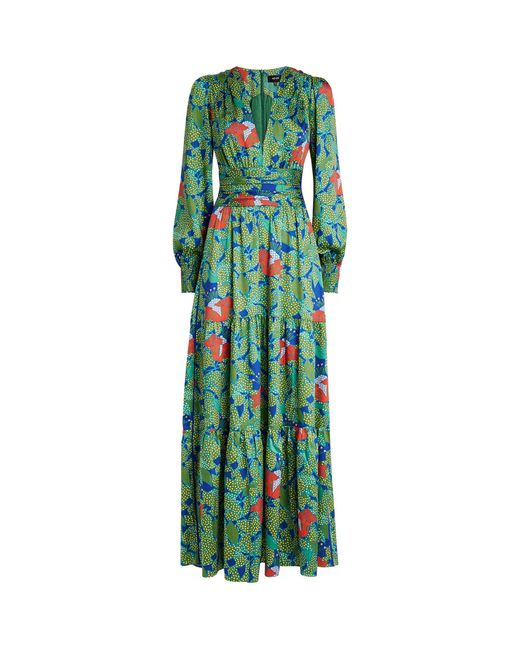 ME+EM Green Me+em Satin Rainforest Maxi Dress