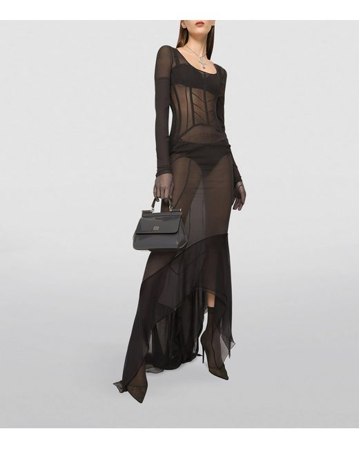Dolce & Gabbana Black Kim Silk Semi-Sheer Maxi Dress