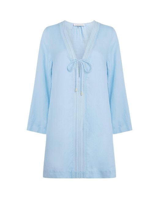 Heidi Klein Blue Linen Ponza Mini Kaftan