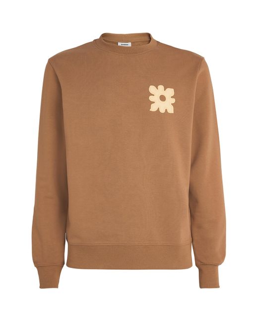 Sandro Brown Cotton Flower Patch Sweater for men