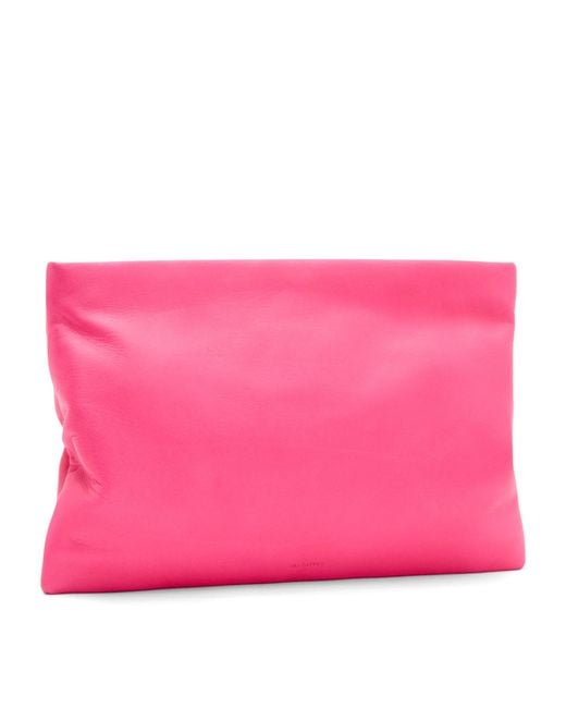 AllSaints Pink Leather Bettina Clutch Bag