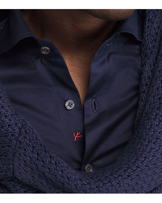 Isaia Blue Cotton Jersey Shirt for men