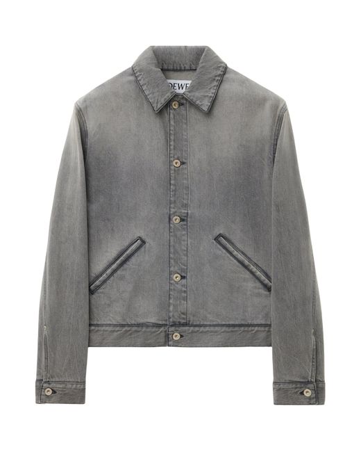 Loewe Gray Denim Graphic Print Jacket for men