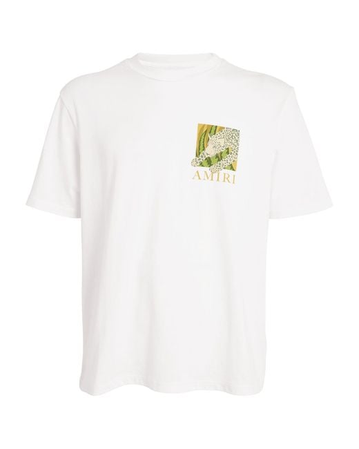 Amiri White Leopard Print T-shirt for men