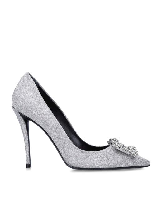 Roger Vivier White Flower Strass Pumps 100