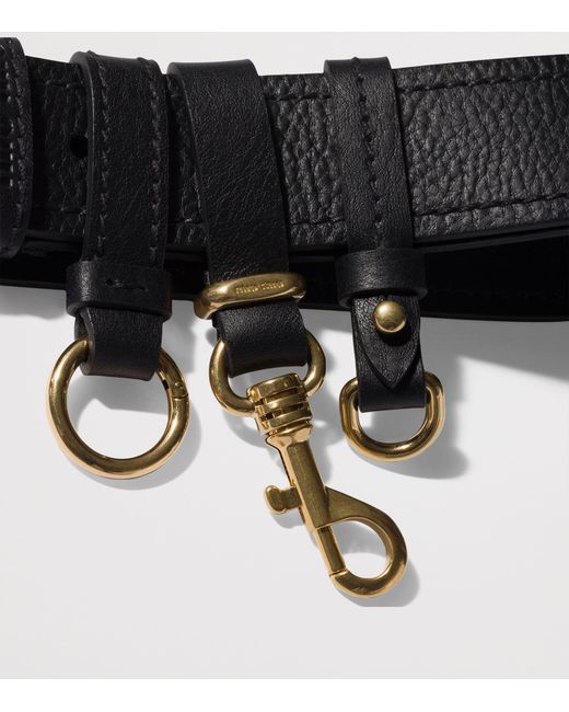 Miu Miu Black Calfskin Buckle-Detail Belt