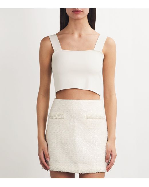 Maje White Square-Neck Crop Top