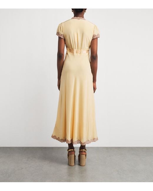 Rixo Metallic Silk Marlice Midi Dress
