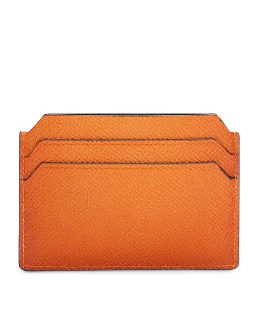 Santoni Orange Leather Card Holder for men