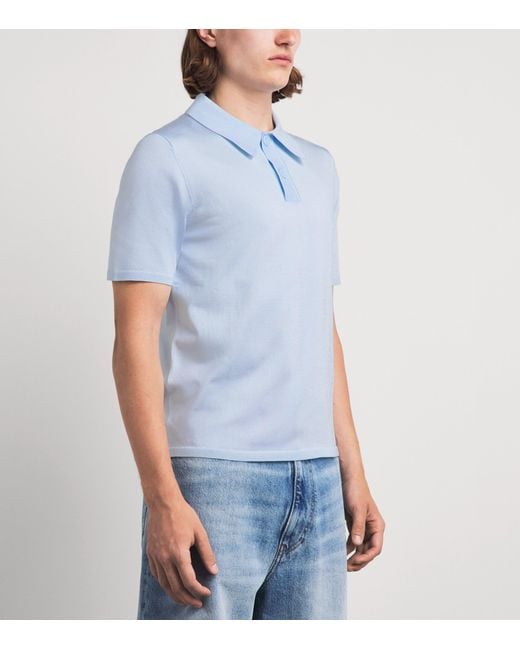 Sandro Blue Knitted Polo Shirt for men