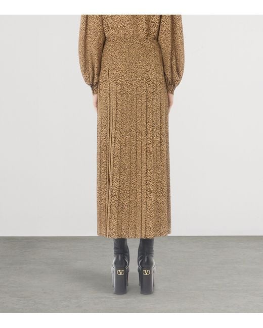 Valentino Natural Silk Pleated Maxi Skirt