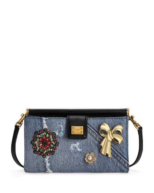 Dolce & Gabbana Blue Denim Embellished Mini Bag