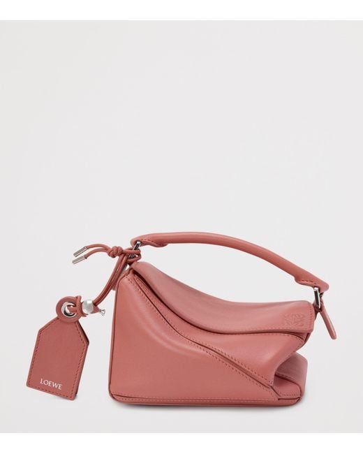 Loewe Pink Mini Leather Featherlight Puzzle Top-Handle Bag