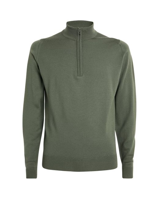 John Smedley Green Merino Wool Quarter-zip Sweater for men