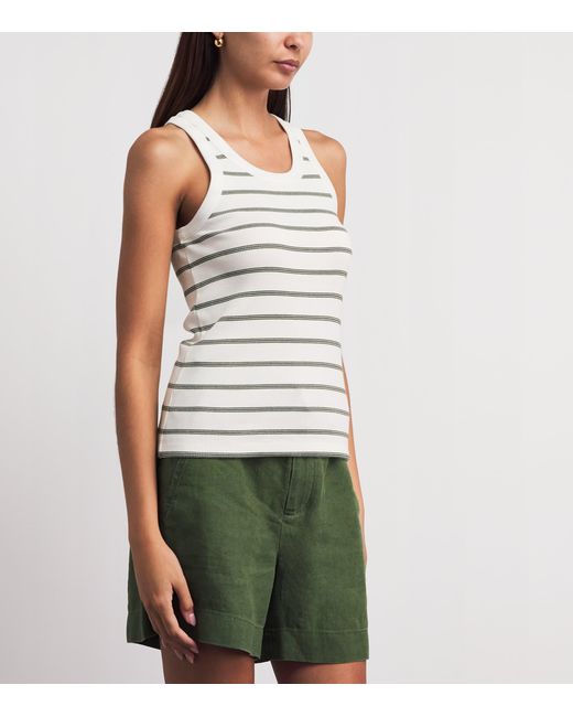 Vince White Rib-Knit Stripe Tank Top