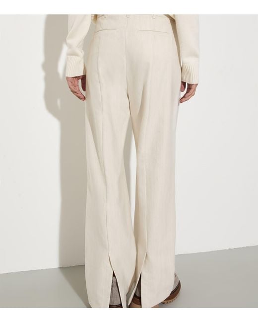 MAX&Co. White Cotton-Wool Straight Trousers