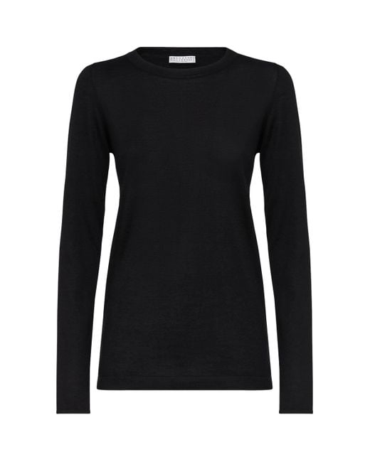 Brunello Cucinelli Black Cashmere-Silk Sweater