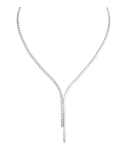 Chaumet Metallic White Gold And Diamond Bee My Love Asymmetric Necklace