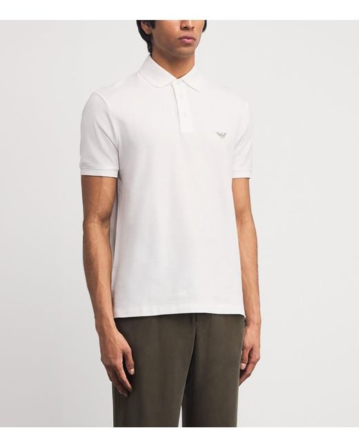 Emporio Armani White Cotton Polo Shirt for men