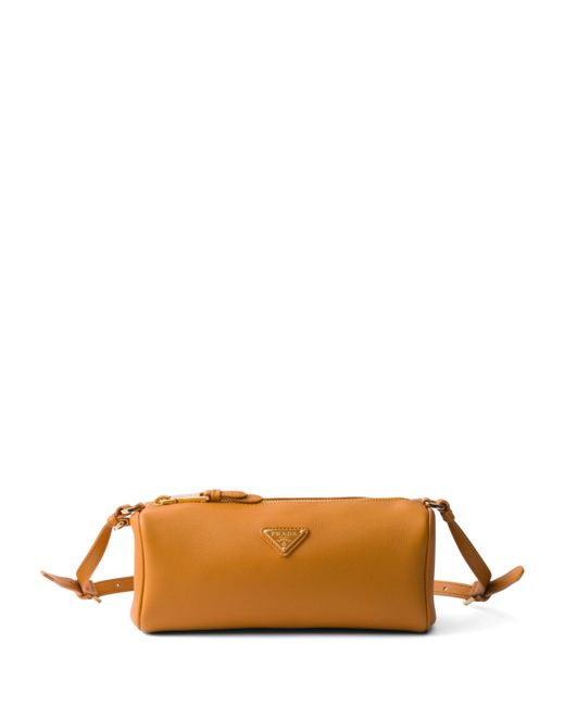 Prada Brown Leather Triangle Pouch