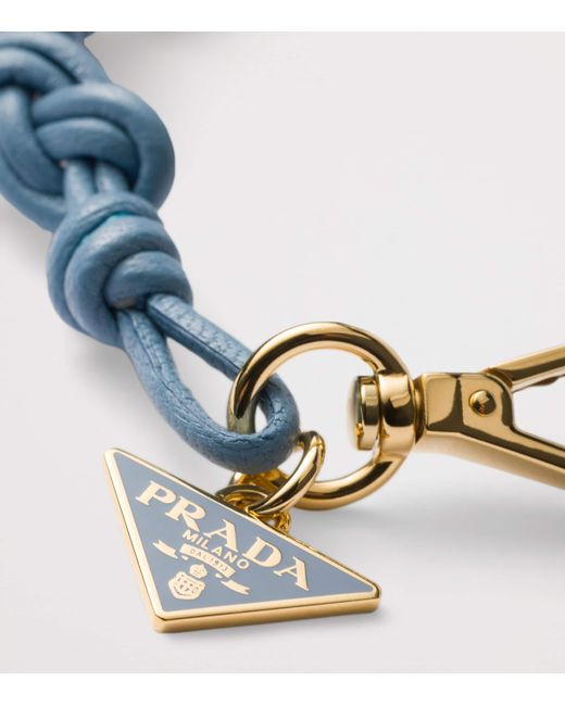 Prada Blue Nappa Leather Knotted Bracelet