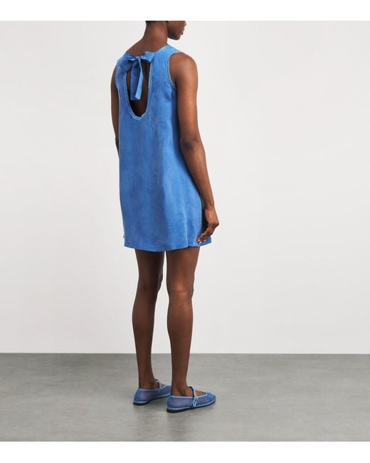 Claudie Pierlot Blue Lace-Trim Babydoll Mini Dress