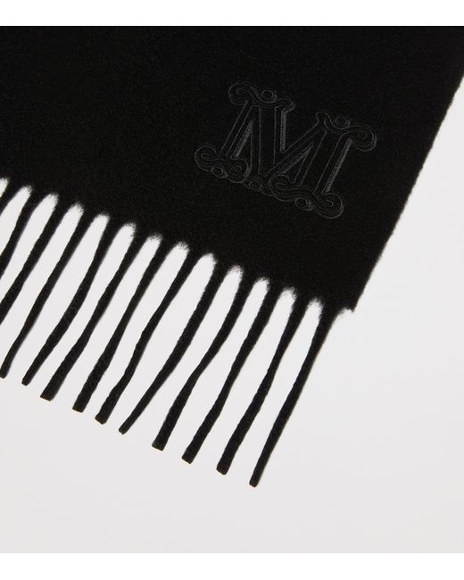 Max Mara Black Cashmere Monogram Scarf