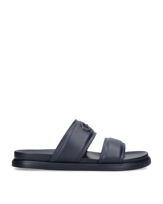 Ferragamo Blue Leather Gancini Sandals for men