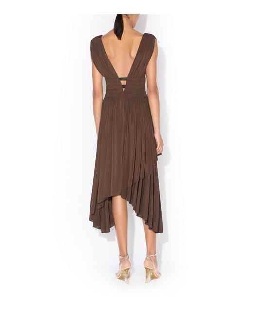 Alaïa Brown High-Low Midi Dress