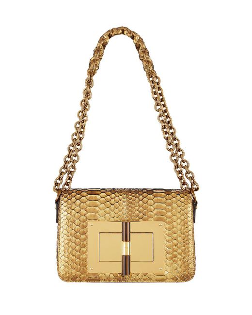 Tom Ford Natalia Medium Python Leather Bag With Turn-lock in White