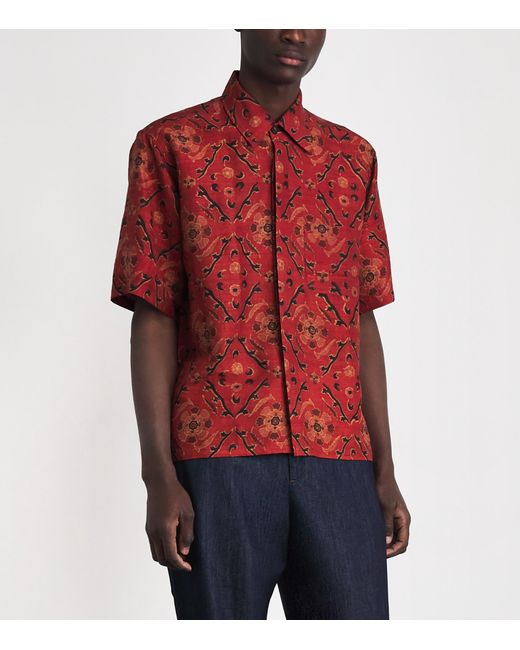Kartik Research Red Cotton Printed Short-Sleeve Shirt for men