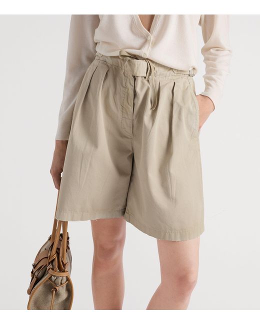 Prada Natural Cotton Gabardine Shorts
