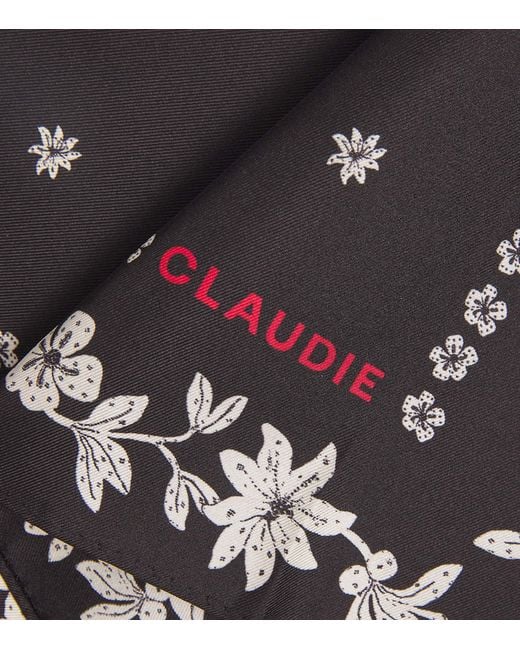 Claudie Pierlot Black Silk Floral Neck Scarf