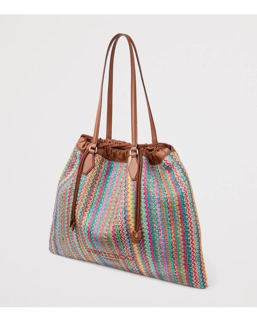 Jimmy Choo Brown Large Raffia Drawstring Tote Bag