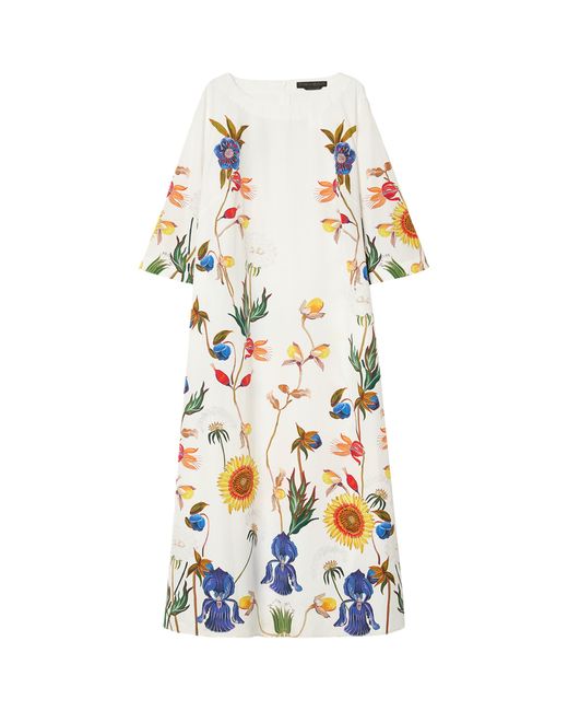Marina Rinaldi White Cotton Floral Maxi Dress