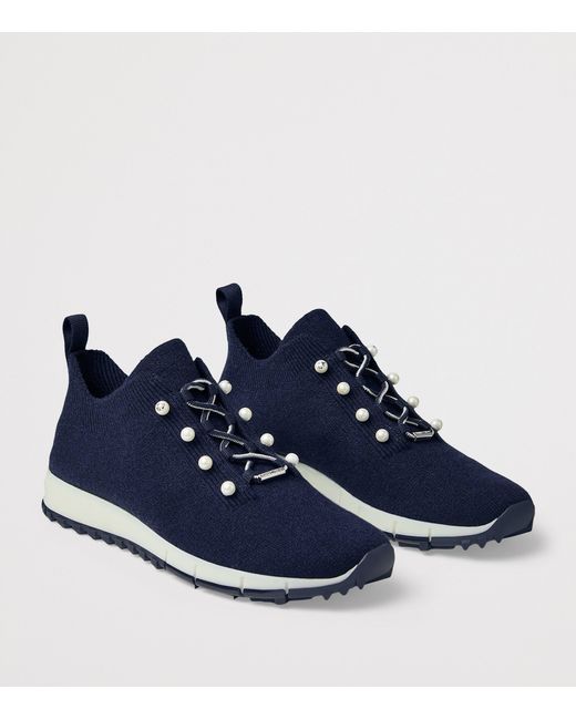 Jimmy Choo Blue Veles Cashmere Sneakers