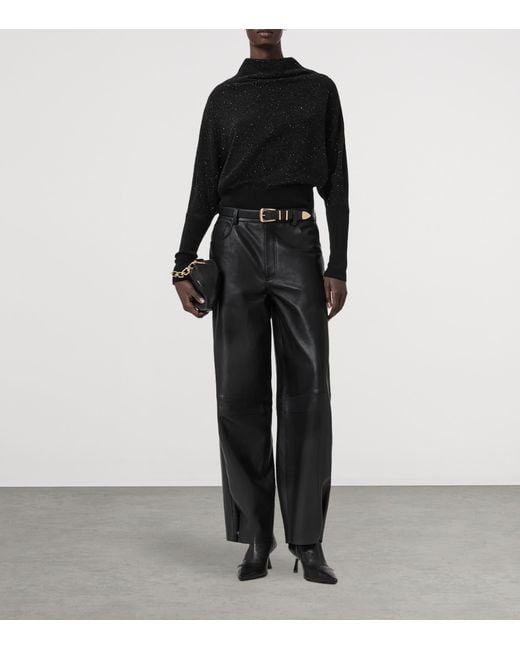 AllSaints Black Wool-Blend Sparkle Ridley Sweater