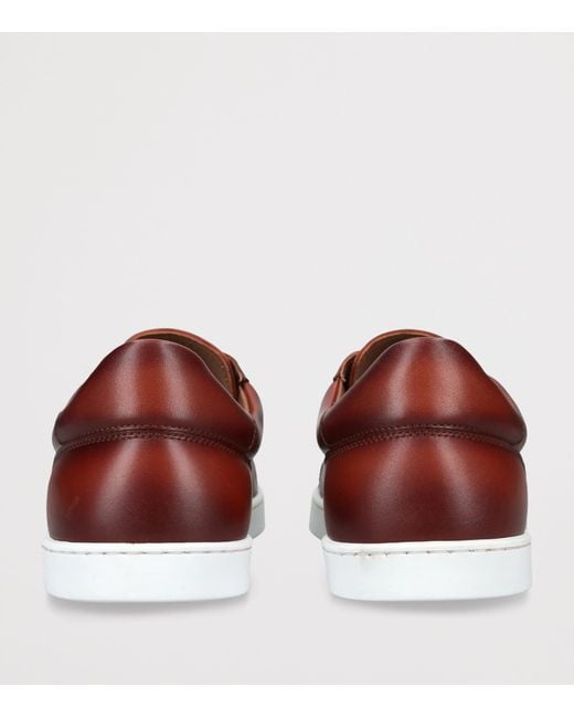 Magnanni Shoes Brown Leather Low-Top Sneakers for men