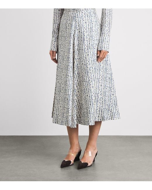 Altuzarra Gray Silk Bluebell Print Varda Midi Skirt