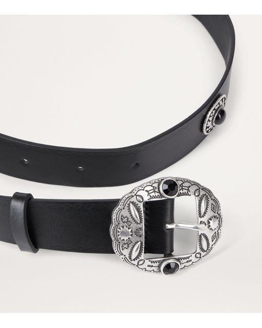 The Kooples Black Leather Embellished Belt
