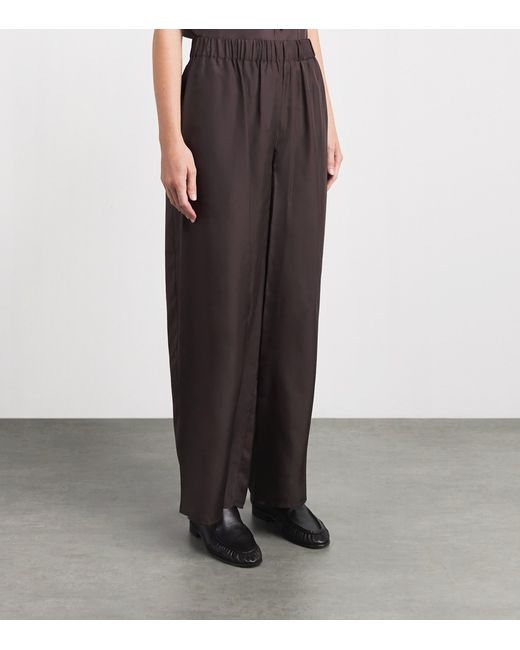 LeKasha Brown Silk Pamir Wide-Leg Trousers