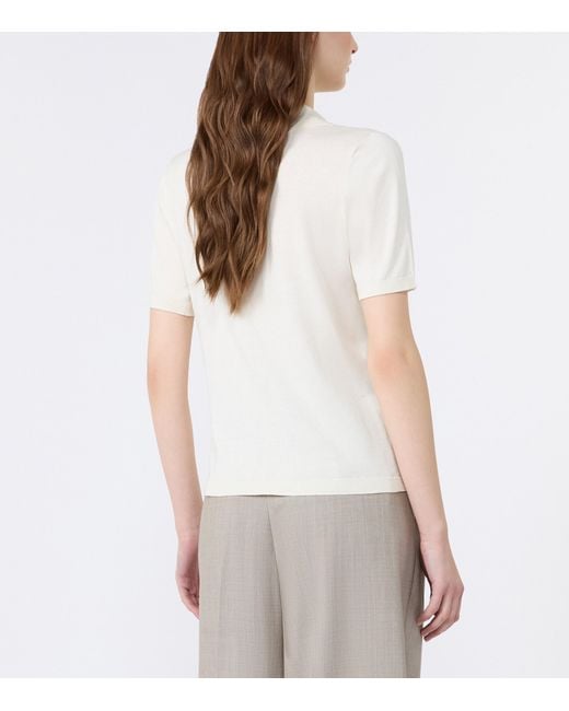 Weekend by Maxmara White Silk-Cotton Polo Shirt