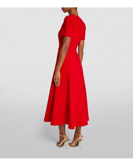 Roland Mouret Red Short-sleeve Midi Dress