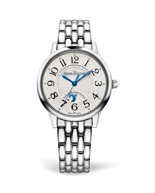 Jaeger-lecoultre Metallic Medium Stainless Steel And Diamond Rendez-vous Night & Day Watch 34mm