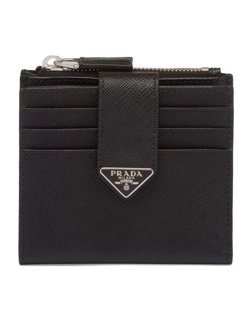 Prada Black Saffiano Leather Bifold Card Holder for men