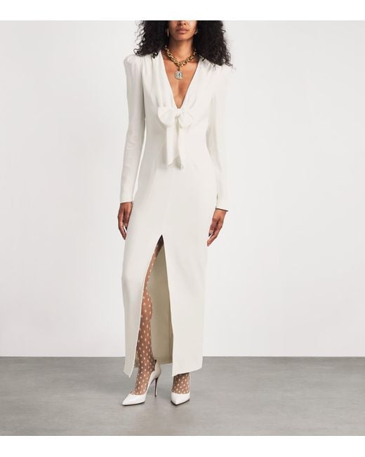 Alessandra Rich White Cady Bow-Detail Midi Dress